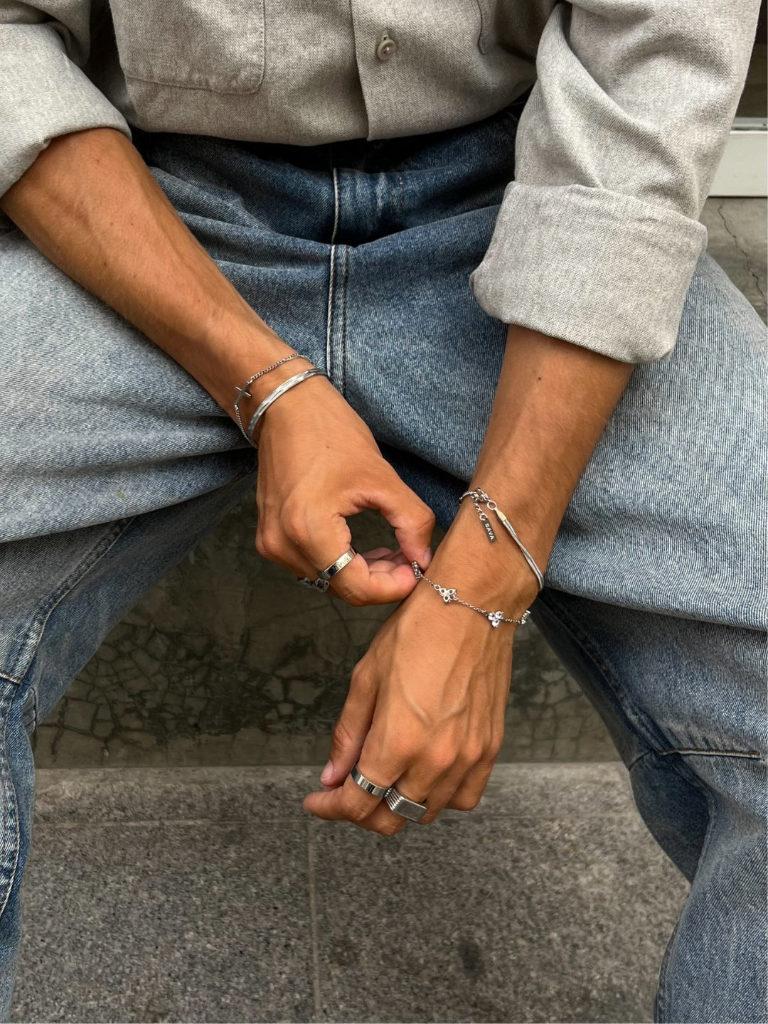 CLOVER BRACELET SET | Silver