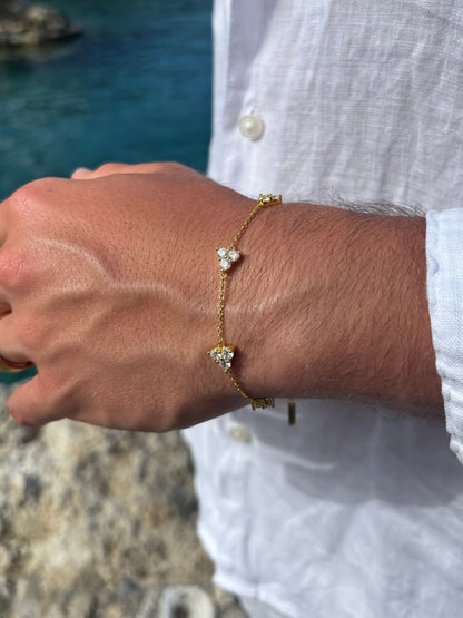 WHITE CLOVER BRACELET | 18K Gold