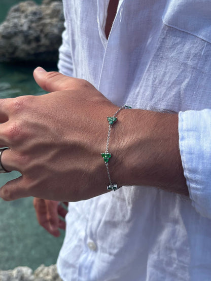 GREEN CLOVER BRACELET | Silver