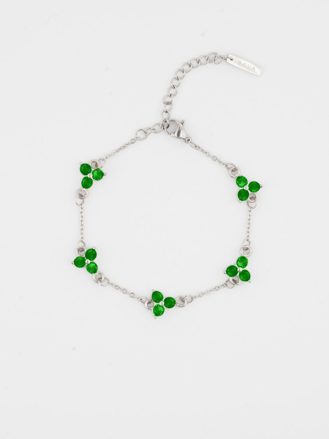 GREEN CLOVER BRACELET | Silver