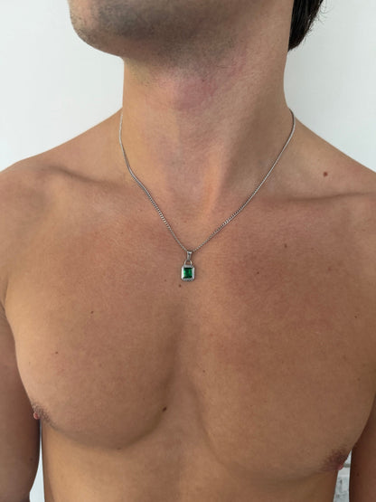 GREEN GEMSTONE CHAIN | Silver