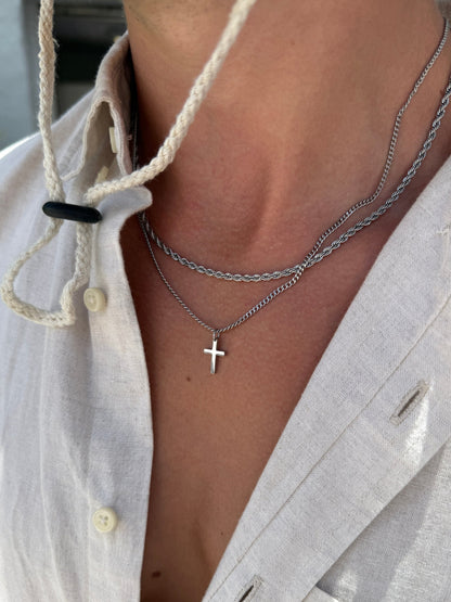 CROSS X ROPE 3MM SET | Silver