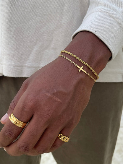 CROSS X ROPE 3MM SET | 18K Gold