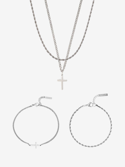 CROSS X ROPE 3MM SET | Silver