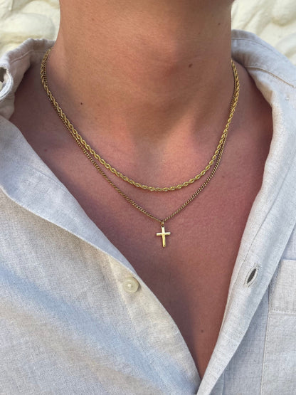 CROSS X ROPE 3MM SET | 18K Gold